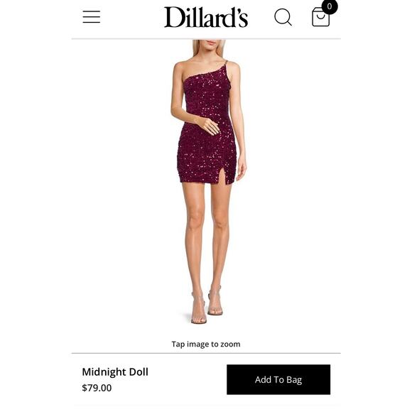 MIDNIGHT DOLL Dillard’s One Shoulder Sequin Front Slit Bodycon Dress - Picture 2 of 11